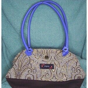 Mimi Canvas Tapestry Purse Paisley Design 11x5x8 "Clam Shell" Opening